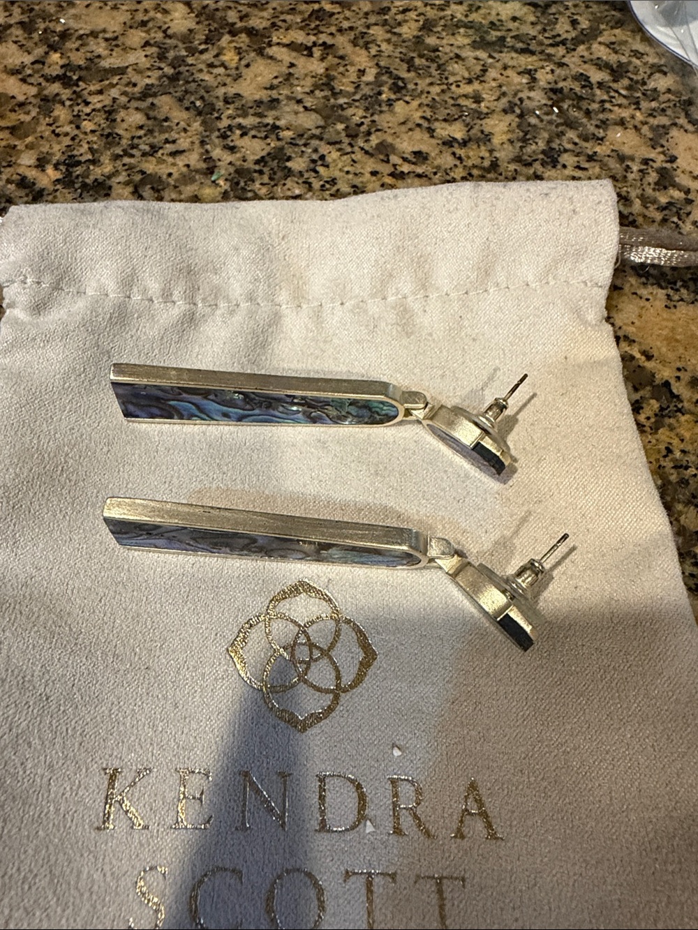 Kendra Scott Iridescent Abalone Drop Earrings in Blue-Green - Picture 3 of 5